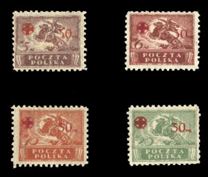 Poland #B11-14 Cat$71, 1921 Red Cross, set of four, hinged