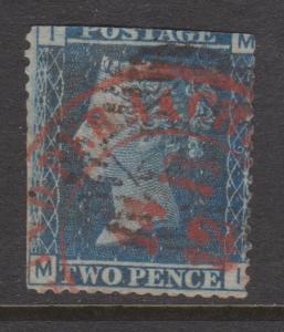 Great Britain 1858 QV 2d Blue Sc#29 Plate 9 Position MI  Used Spacefiller