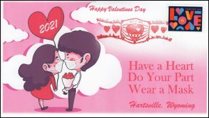 21-032, 2021, Valentines Day, Event Cover, Pictorial Postmark, Love, Virus,