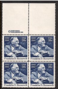 US # 1950 , Franklin Roosevelt , F-VF OG NH Copyright Block of 4 - I Combine S/H 