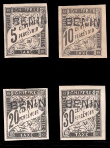 MOMEN: FRENCH COLONIES BENIN SC #J1-J4 MINT OG H/2NG(J2-3) 3SIGNED VF LOT #66013