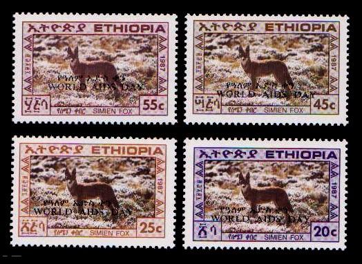 (319) Ethiopia / AIDS overprints on Simien fox / animals / 1988 / rare / mnh