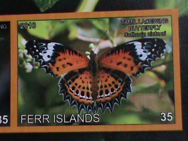 ​FERR ISLAND STAMP-2010 COLORFUL BEAUTIFUL LOVELY BUTTERFLY MNH MINI SHEET-VF