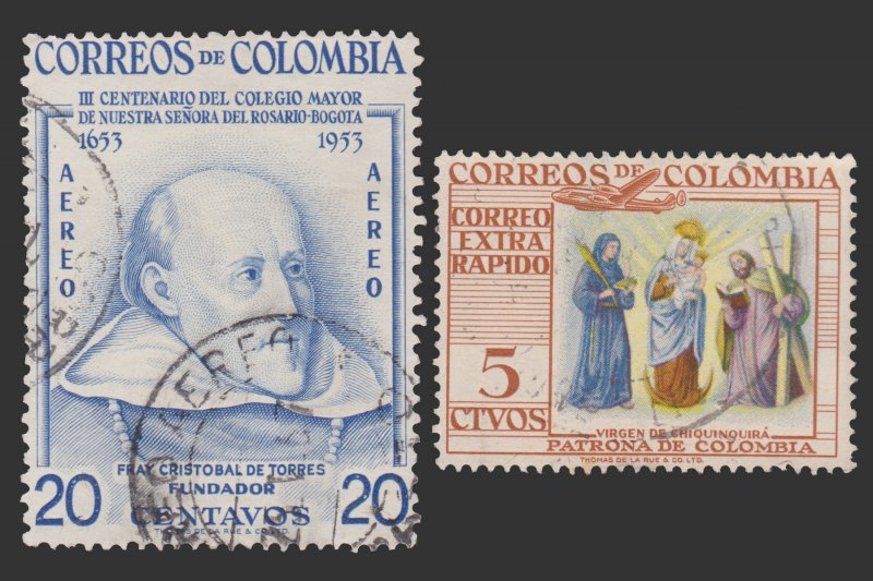 COLOMBIA 1954. AIRMAIL STAMP. SCOTT # C262 - 64. USED