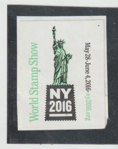 2016 New York World Stamp Show Cinderella Poster Stamp Label Mint on Part of Cov
