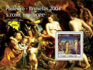 SAO TOME E PRINCIPE 2004 SHEET PHILEURO BRUSSELS ART PAINTINGS st4320