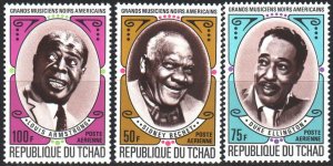 Chad. 1971. 408-10. Armstrong, musicians. MNH. 