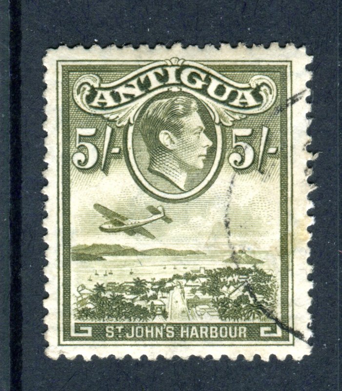 Antigua 1938 KGVI. 5s olive green. Used. SG107.