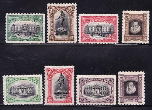 T)1916,SPAIN,SET(8),SCN O12-O19,CERVANTES ISSUE,MINT,CV 8.80