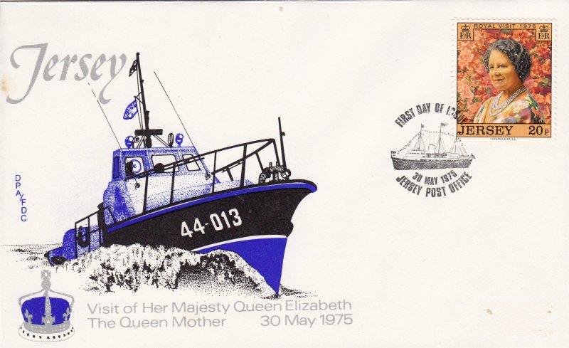 Jersey 1975 Queen Mother,  on FDC