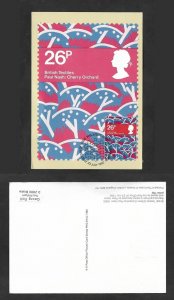 SD)1982 GREAT BRITAIN  BRITISH TEXTILES POSTCARD, CHERRY ORCHARDS BY PAUL NA