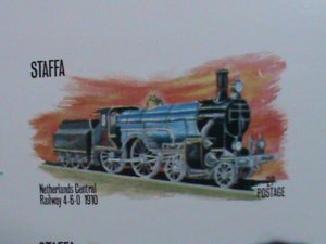 ​STAFFA-SCOTLAND -PROMOTION WORLD FAMOUS TRAINS-IMPERF MNH S/S -EST.$14 VF