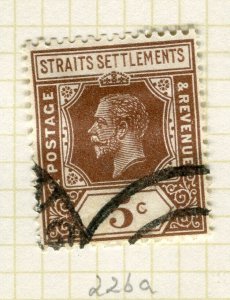 STRAITS SETTLEMENTS; 1921 early GV issue fine used 5c. value