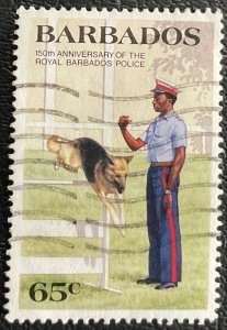 Barbados #672 Used Single Dog Force L35