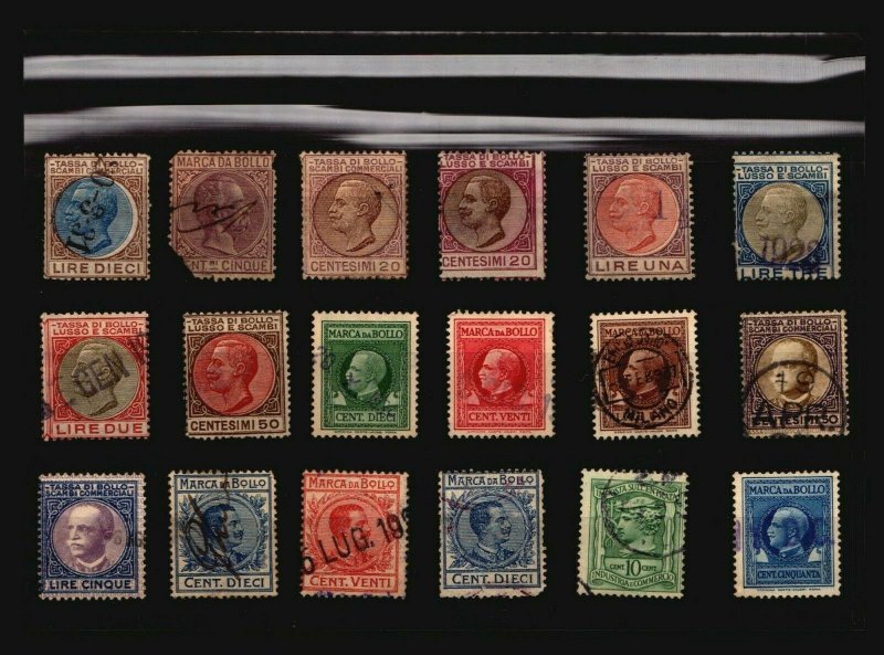 Italian Revenues 18 Mint and Used, with faults - C1833