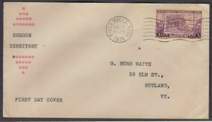 1936 Oregon Territory 100 years Sc 783 not listed cachet FDC Walla Walla WA