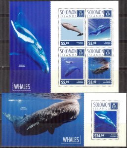 Solomon Islands 2014 Marine Life Whales sheet + S/S MNH