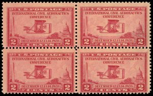 US Sc 649 MNH BLOCK of 4 - 1928 2¢ - Intn'l Civil Aeronautics Conf.