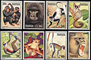 Rwanda 857-864, MNH, Primates