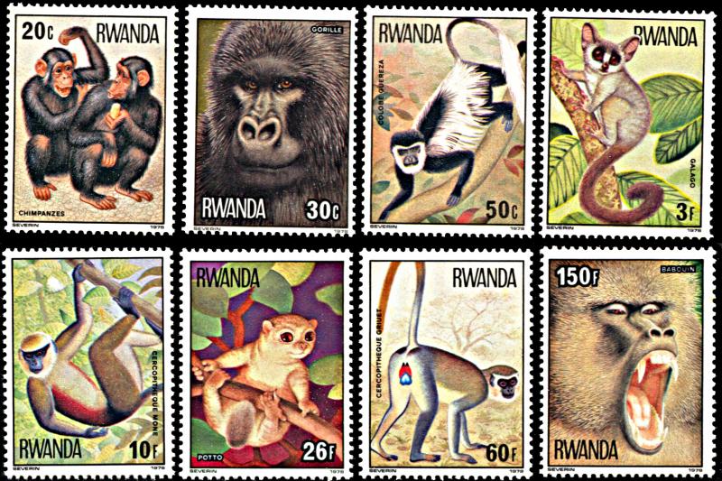 Rwanda 857-864, MNH, Primates