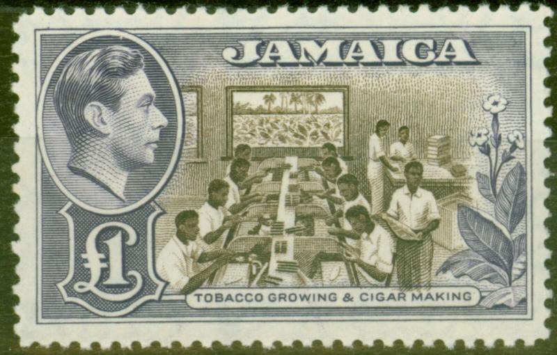 Jamaica 1949 £1 Chocolate & Violet SG133a V.F MNH