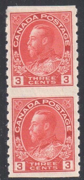 Canada #130a VF Mint LH Vertical Imperforate Pair