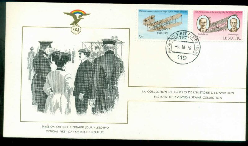 Lesotho 1978 History of Aviation, FAI FDC lot79556