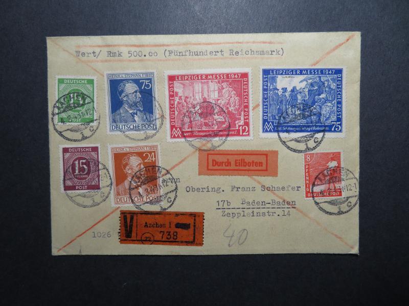 Germany 1948 Registered Cover to Baden-Baden (III) - Z11732