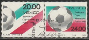 MEXICO 1373a, Promotion for 1986 Soccer World Cup pair. USED, CTO. VF.