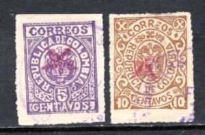 Colombia  #189-190  Used   VF   CV $4.50  .....  1430053