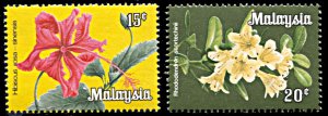 Malaysia 195a-196a, MNH, Flower Definitives, 1983 unwatermarked