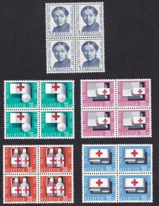 Switzerland  #B324-B328 MNH  1963  Pro Patria  complete set in blocks of 4