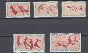 J48636 J L,Stamps 1967 chad set mh #148-50,c38-9 rock paintings