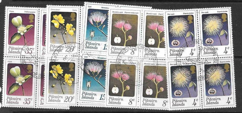 PITCAIRN ISLANDS SG126/30 1973 FLOWERS IN BLOCKS 4 FINE USED 