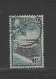 CEYLON #266 1935 6c KING GEORGE VI & COLOMBO HARBOR F-VF USED f