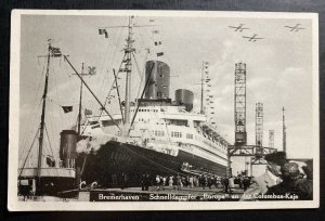 1939 Bremen Germany RPPC Postcard cover to Hamburg SS Europa Ship