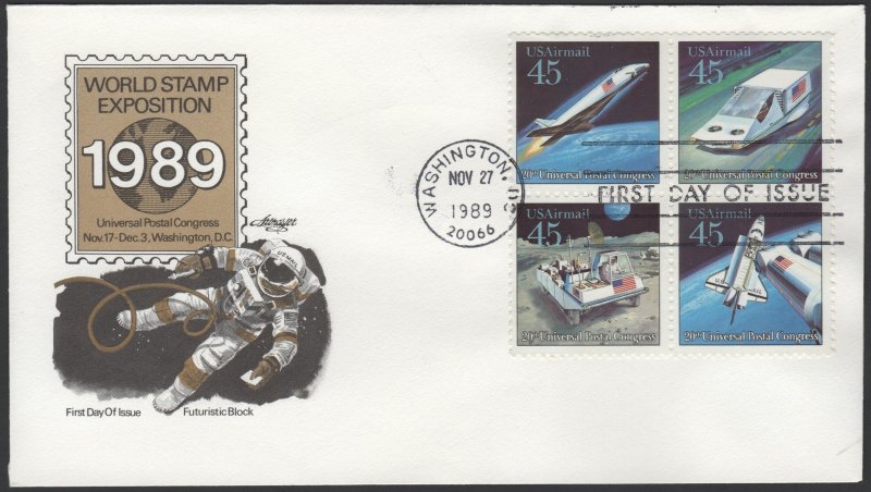 SC#C122-125 45¢ UPU Congress Block of Four FDC: Artmaster (1989) Unaddressed