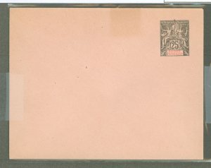 French Guinea  1892 25c black on pink, flap stuck, small toned area at top