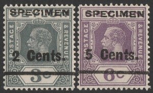 CEYLON 1926 KGV Surcharge set 2c/3c & 5c/6c Rare local type SPECIMEN.