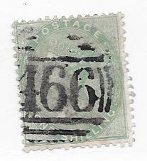 GB #28   1sh  Queen Victoria Green   (U) CV $300.00