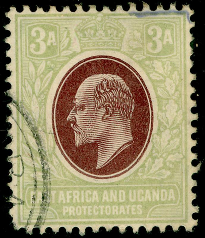 EAST AFRICA and UGANDA SG22, 3a brown-purple & grn, USED. Cat £45. WMK MULT CA.