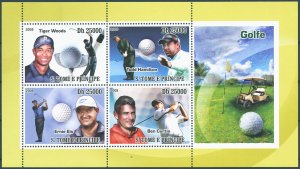 Sao Tome & Principe 2008 MNH Golf Stamps Tiger Woods Ernie Els Sports 4v M/S 