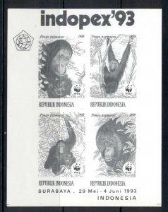 Indonesia 1989 WWF Orangutang black print Indopex MS MUH