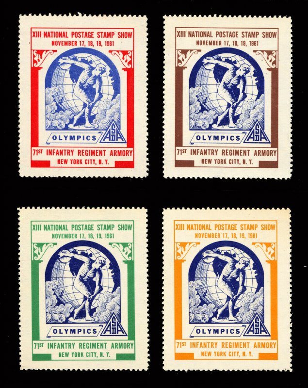 1961 National Postage Stamp Show, New York Cinderella Set of 4 Mint Never Hinged