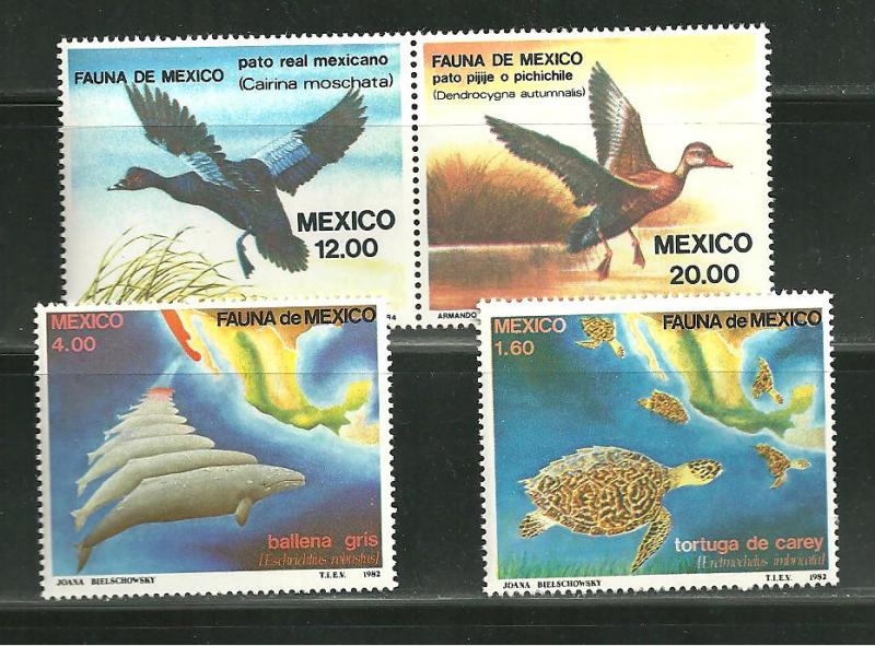 Mexico 1346-47 & 1281-82 MNH Fauna of Mexico  SCV 3.85