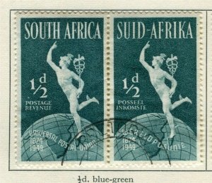 SOUTH AFRICA; 1949 early UPU issue fine used 1/2d. Pair 