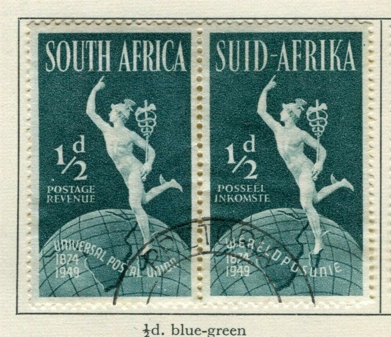 SOUTH AFRICA; 1949 early UPU issue fine used 1/2d. Pair 