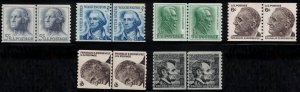 UNITED STATES Scott # Various MNH - 6 Line Pairs - Coil Stamps