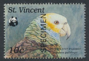 St Vincent Sc# 1184 MNH WWF Birds Parrot OPT SPECIMEN see details            