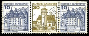 GERMANY Sc 1231,1234 USED STRIP - 1977 10p & 30p - Nice Berlin Cancel